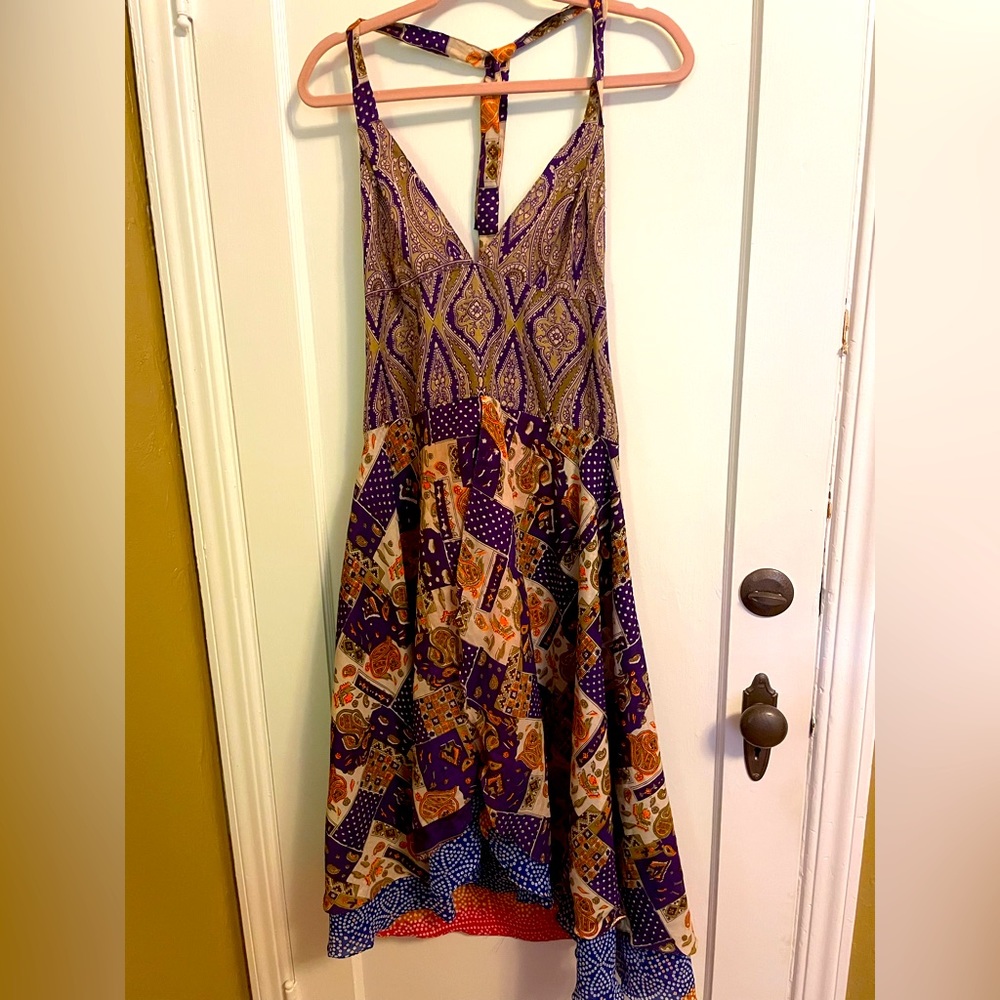 Baba Clothing 100% Silk Halter Dress / Size XS / Excellent Condition 🎨❤️💜💙